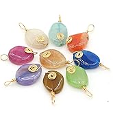 LE SKY 8 Pcs natural stone pendants colorful irregular dragon pattern agate stone wire wrapped charms for jewelry making necklace bracelet