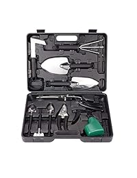 Lemoner Juego de herramientas de jardín de 12 piezas Herramientas de jardinería de acero inoxidable con caja de almacenamiento Suministros de jardinería portátil Herramientas de mano de jardín de plantas vegetales Regalos de jardín para hombres, mujeres.