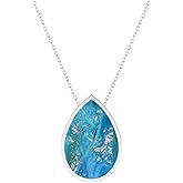 LUSTRE AND LIGHT Natural Peruvian Opal Slider Pendant Necklace for Women in Sterling Silver, October Birthstone Jewelry Gifts for Her Birthday, Christmas, Anniversary, Graduation