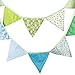 3.3 Meters / 10.8 Feet Triangle Pennant Flags Vintage Bunting Floral Cotton Banner Kit Pennant Garland for Wedding,Festivals,Nursery,Outdoor Pennant Hanging Decoration (Blue Green)