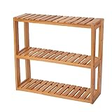 Bamboo Adjustable Rack,HBlife Bamboo Rack Multifunctional Bathroom Kitchen Living Room Holder Wall Mounted 3-Tier Utility Storage Organizing Plant Stand Shelf