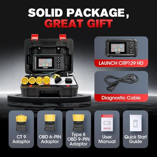 LAUNCH CRP129 HD Heavy Duty Truck Diagnostic Tool Complete System Diesel Diagnostic Tool with 7+ Resets, DPF Regeneration and Reset, Speed Limit Adjustment, for Pickups, Tractor Units