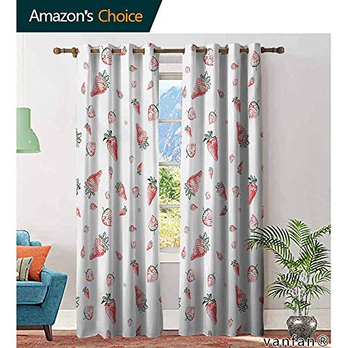 Big Datastore Home Strawberry Kitchen Curtains Grunge Pattern With