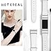 Mornex Replacement Leather Band Compatible with Fitbit Charge 2, Classic Genuine Leather Wristband for Men Women(White-Silver Buckle)