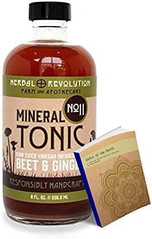 Mineral Tonic Raw Apple Cider Vinegar 8oz Organic Ginger Root Kelp Raw Honey Beets Individually boxed from Herbal Revolution Farm and Apothecary (Mineral Tonic, 8oz)