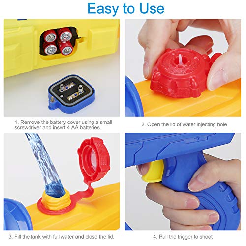 Electric Water Gun Squirt Guns Fully Automatic Water Blaster with Led Light High Capacity Long Range Waterproof Battery Cover for Kids Adult for Pool Party Outdoor Beach Water Fighting (Blue)