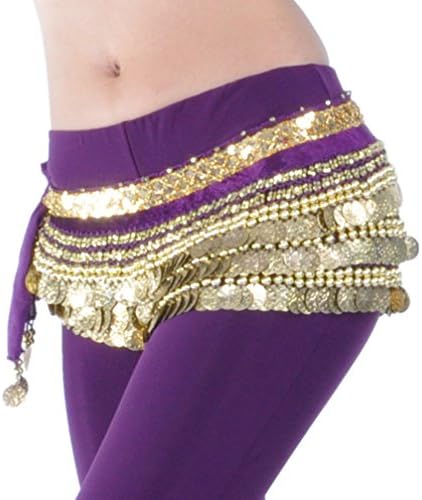 2019 Women's Luxurious Tribal Indian Folk Dance Velvet 58.5" Belly Dance Hip Scarf With Multi-Row Coins Dance Accessory