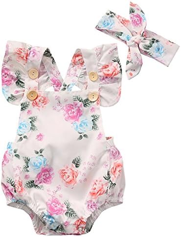 Nesson Baby Girls 2pcs Sets Cotton Ruffles Romper Outfits Clothes