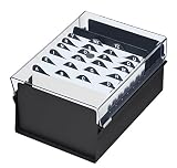 Acrimet 4 x 6 Card File Holder Organizer Metal Base Heavy Duty (AZ Index Cards and Divider Included) (Black Color with Crystal Plastic Lid Cover)