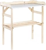 Unibos Wooden Potting Table with Zinc Top & Shelf, 82x78cm Garden Bench view 5