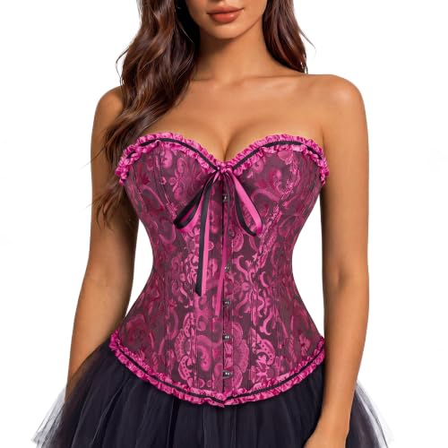Kranchungel Corset Tops for Women: Renaissance Corset - Vintage Shapewear Bustier for Halloween Costume,Pirate & Themed Party Large Black Rose at Amazon