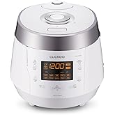 CUCKOO High Pressure Rice Cooker 10-Cup Uncooked / 20-Cup Cooked with Nonstick Inner Pot, Large Rice Maker with 13 Menu Options and Steam Plate, Fuzzy Logic Tech, Voice Guide, White (CRP-P1009SW)
