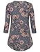 Tunic Casual Blouse,Laksmi Womens Casual 3/4 Sleeve V Neck Pleated Floral Flowy Tunic Blouse,Multicolor Grey XX-Large