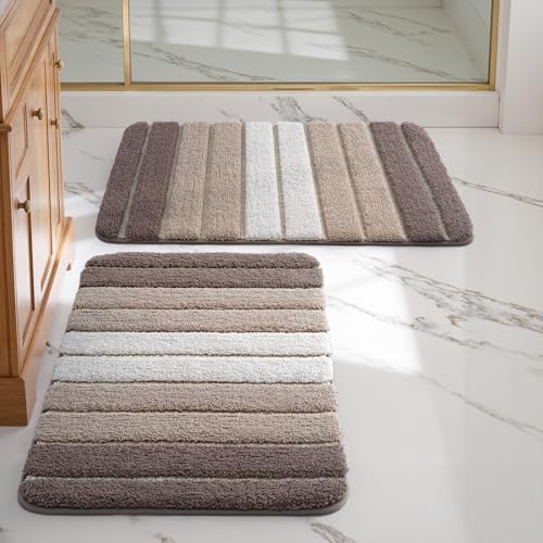 DEXI 2er Pack Badematte rutschfest 40 x 60 cm, Weich Badezimmerteppich Saugfähige Badteppich Waschbar Badvorleger für Badezimmer, Dusche, Badewannen,