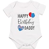 G-Amber Happy Birthday Daddy Mommy Baby Boys Girls Romper Bodysuit Infant Funny Letter Jumpsuit Outfit 0-24Months