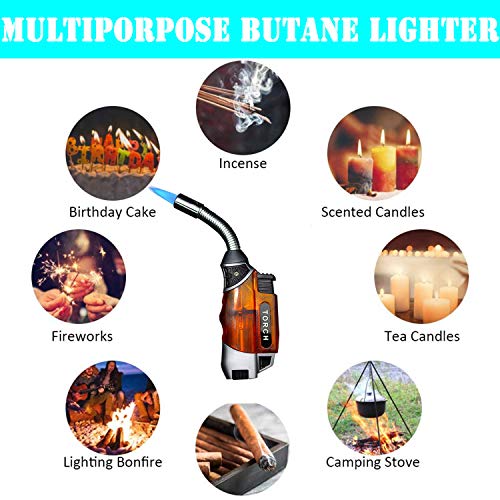 Yeuligo Torch Lighters, Butane Lighter with 360° Flexible Neck and Visible Window, Windproof