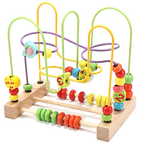 Wondertoys Preschool Fruit Circle Beads for 1 2 Years Old Boy and Girl Roller Coaster Wooden Beads Maze Educational Toys Ideal Gift