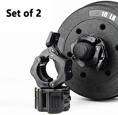 HEPAI 2pcs Olympic Barbell Clamps Set 1 Inch Quick Release Non-Slip Barbell Spring Clip Collars Lockdown Weight Clamps for Workout Weightlifting Fitness Training