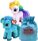 Ty Beanie Boos Ponies Starr & Topaz Gift Set Bundle Includes Bonus Matty's Toy Stop Storage Bag - 2 Pack