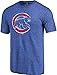 Chicago Cubs Distressed Team Tri-Blend T-Shirt - Heathered Royal (X-Large)