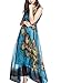 Wantdo Women's Peacock Printed Bohemian Summer Maxi Dress US 16