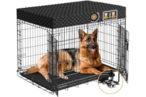 HUMINBO 48 Inch Dog Crate Extrea Large Crates - for Dogs XL cage with Wheels & Divider XLarge Dog Kennel Indoor Giant Sized Breed 2 Door Dogs Cages XXL Big Metal Dog Crate X Large