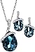 NEOGLORY Platinum Plated Angle Teardrop Crystal Jewelry Set, Pendant Necklace, Earrings,18
