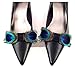Douqu 2 Pcs Handmade Elegant Peacock Feathers Christmas Birthday Party Boots Shoe Clips Decoration Removable Shoe Charms