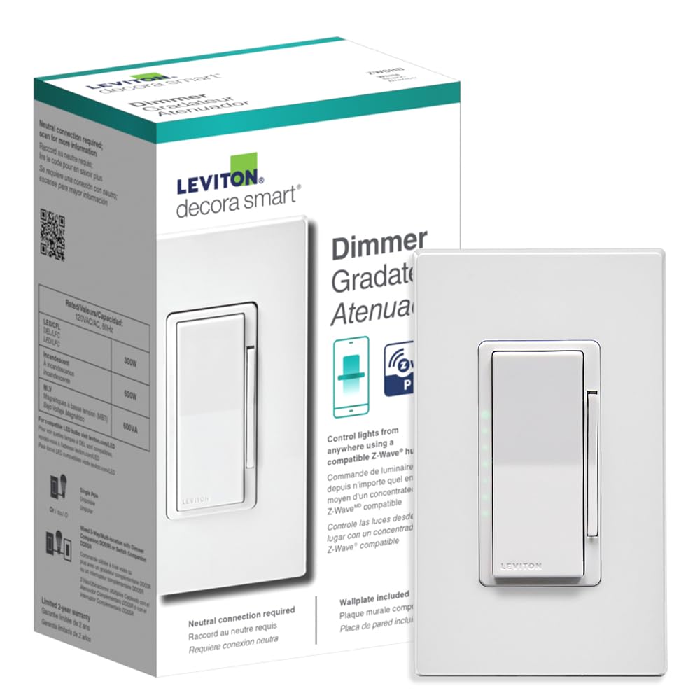 Photo 1 of Leviton Decora Smart Dimmer Z-Wave 800 Series, ZW6HD-1RW