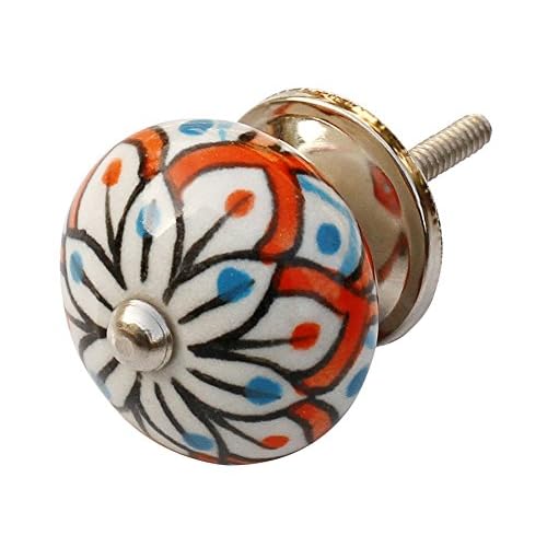 Clearance Sale Ceramic Knobs Set Of 2 Flower Design Hand Painted