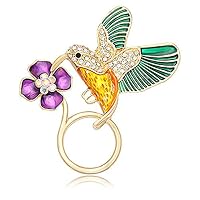 NOUMANDA Jewelry Hummingbird Magnetic Eyeglass Holder Emerald Bird Magnetic Brooch (Gold)