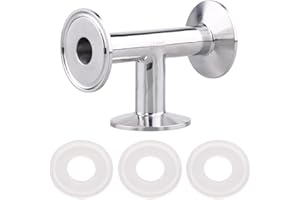 DERNORD Clamp Tee 3 Way Stainless Steel 304 with 3 Silicone Gaskets Fits 1.5" Tri Clamp, 19mm Pipe OD Sanitary Fittings(3/4 inch)