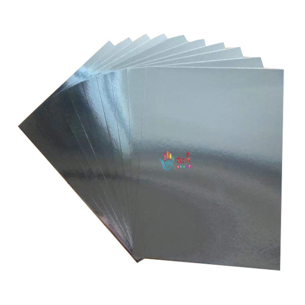 A4 250gsm Silver and Gold Shimmering Mirror Finish Mirror Cards (Silver - [PK-10]) — image 1