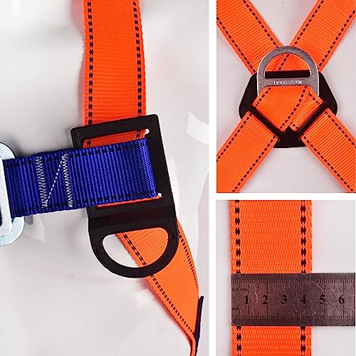 WEIKAXIMU Fall Protection Set: Auffanggeschirr zur Absturzsicherung 5 Points, 2 Hooks, Safety Rope 2 m, with Auffanggerät + Bonus: Reflective Vest and Backpack
