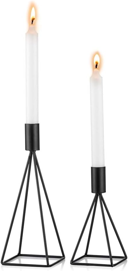 Sziqiqi Metal Taper Candle Holders Set of 2, Black
