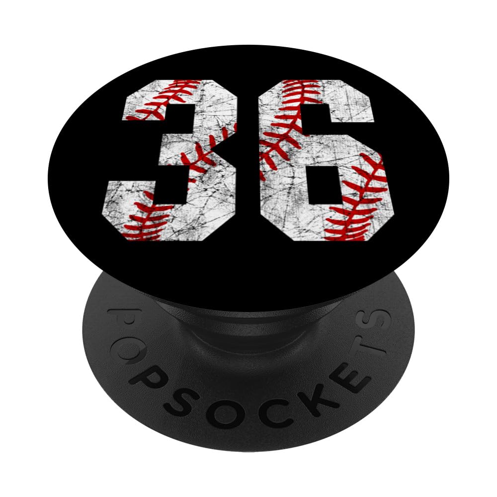Vintage Baseball Mom #36 Jersey Baseball Favorite Player PopSockets Adhesive PopGrip