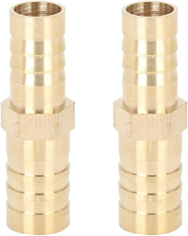 X AUTOHAUX 2 Pcs 12mm to 10mm Brass Barb Hose Fitting Straight Connector Adaptor for Air Water Gas Oil