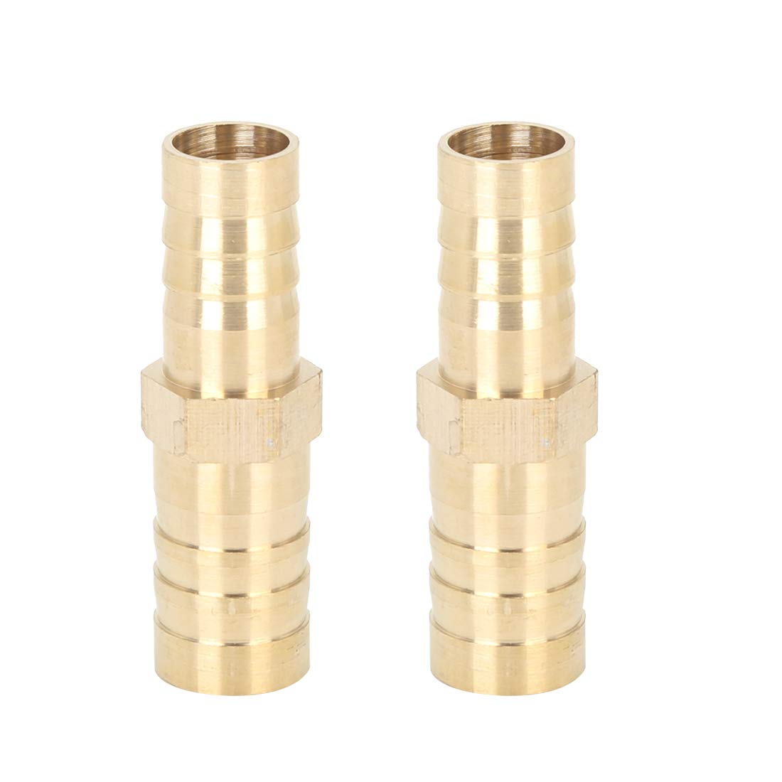 X AUTOHAUX 2 Pcs 12mm to 10mm Brass Barb Hose Fitting Straight Connector Adaptor for Air Water Gas Oil