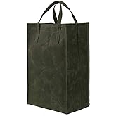 Kaaltisy Waxed Canvas Grocery Bag Eco-Friendly Reusable Shopping Bags Foldable Organic and Vegan Shopping Bags, Tall, Soft Handfeel