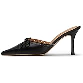ZJGZF Kitten Heels for Women Dressy Pointed Toe Bow Heeled Sandals Vintage Mules Sexy Stiletto Heel Casual Pumps
