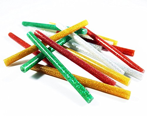 Crafters Square Mini Glue Sticks - Glitter - Red, Green, Gold, Silver - 15 sticks in package