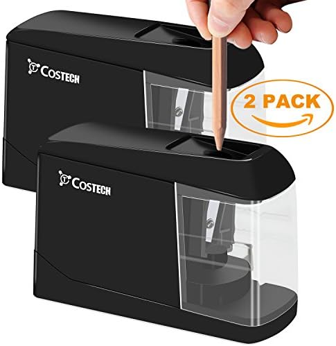 Electric Pencil Sharpener - Costech Portable Battery Operated or Powered by USB; Include Spare Sharpener Blade for Classroom, Office, School, Kids, Teachers, Artists, Carry On(2 PACK)