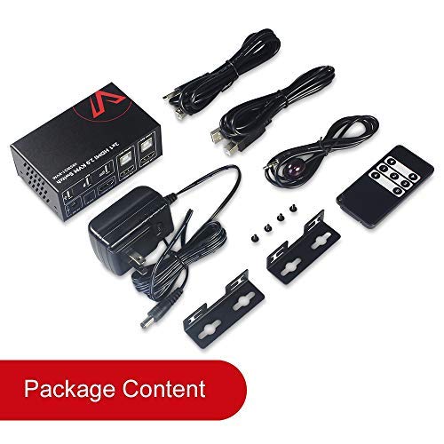 AV Access KVM Switch HDMI 2.0 2 Port IR Remote, 4K60Hz YUV444 18Gbps, 2x1 USB 2.0 Keyboard/Mouse/Printer/Monitor/PC selector, Audio Out/Mic in, HDR10, Dobly Vision, Dolby Atmos, HDCP 2.2, 2 in 1 Out - Thumbnail 7