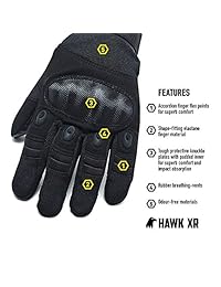 Guantes tácticos HAWK XR para hombres y mujeres, pantalla táctil mejorada. Bolsa de malla  . Plato de nudillos duros y dedos completos de color negro o verde. Motocicleta, militar, policía, al aire libre, tiro. S, M, L, XL.