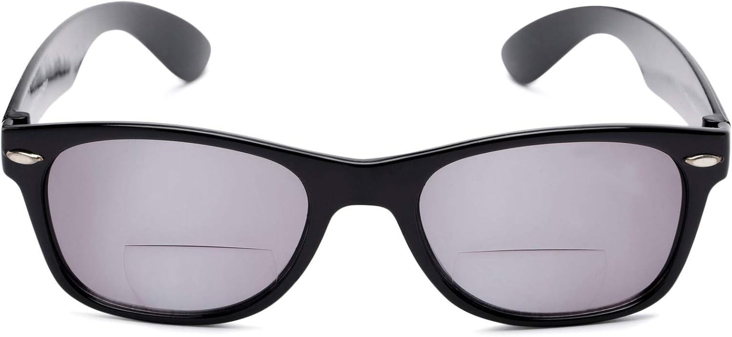 I-Sential Bifocal Reading Sunglasses Sun Readers Tinted Glasses Retro Black Frame Mens Womens Classic With Case +2.50 - Image 3