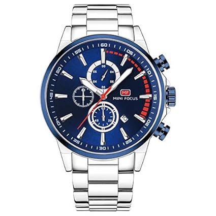 Mini Focus Luxury Mens Watch,Top Brand Dual Quartz Watch,Chronograph Casual Fashion Waterproof Stainless Steel Back Male Wristwatch MF0085G.04