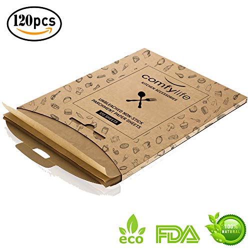 120 x Parchment Paper Sheets - No Curl, No Tear, No Burn Baking Paper (16 x 12 inch) – Precut Parchment Paper For Baking – No Chemical Unbleached Parchment Paper – Cookie Paper Baking Sheets