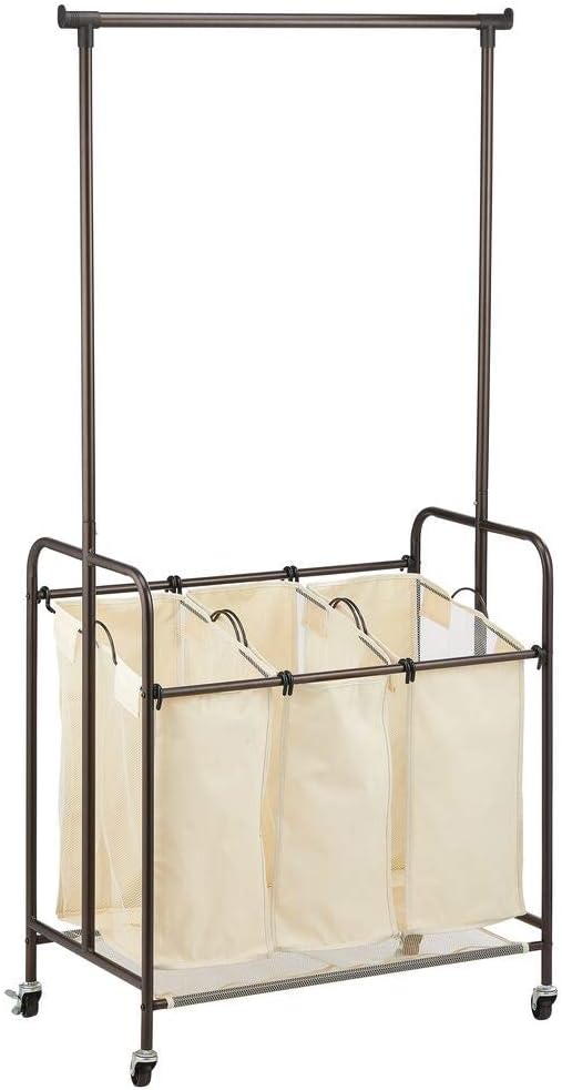 mDesign Cestos para la colada Cesto de la ropa con 3 bolsas para la