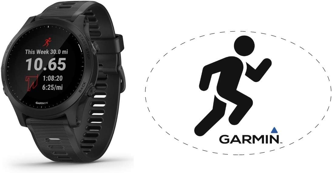 HRM Garmin Forerunner 945 GPS Running Watch Black Bundle with 6x4 Oval Car Magnet