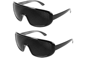 NOLITOY 2Pcs Pinhole Glasses for Eyesight Training - Black Frame Eye Exercise Glasses - Portable Protective Eyewear for Myopi